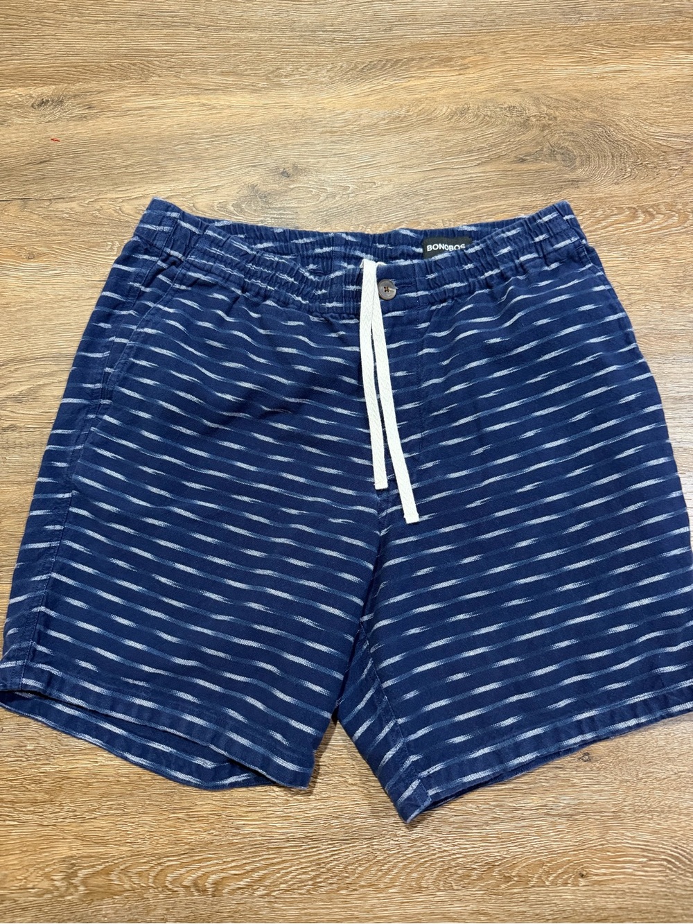 Bonobos Men’s Blue Striped Elastic Waist Shorts Casual Summer Size M